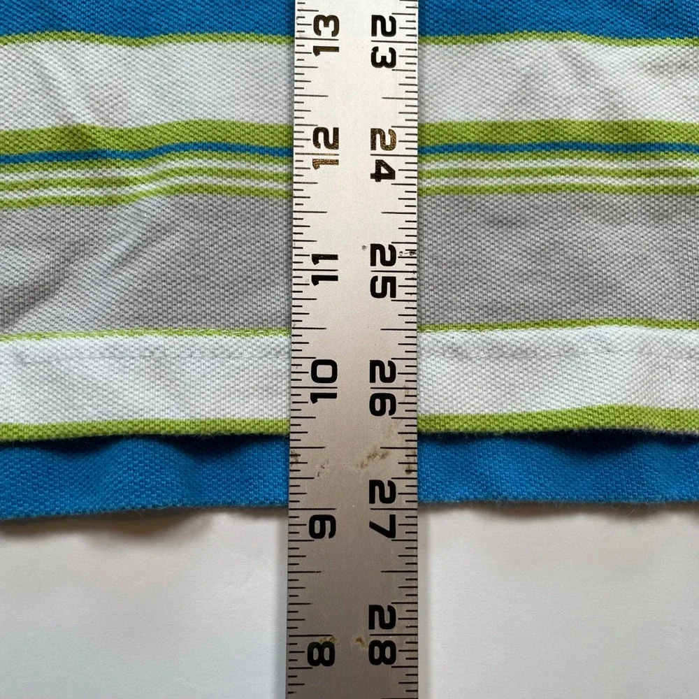 VTG Levis Mens 3XL Standard Fit Striped Polo Shirt Short Sleeve Blue Green